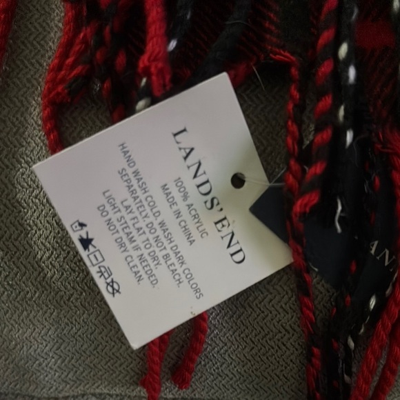 Lands' End Red Plaid Scarf - Picture 3 of 4